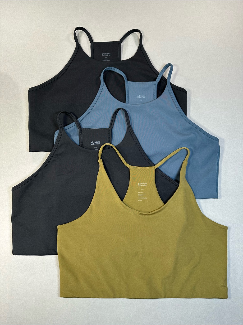 Set Of 4 Girlfriend Collective Luxe Colette Halter Sports Bra - Xxl